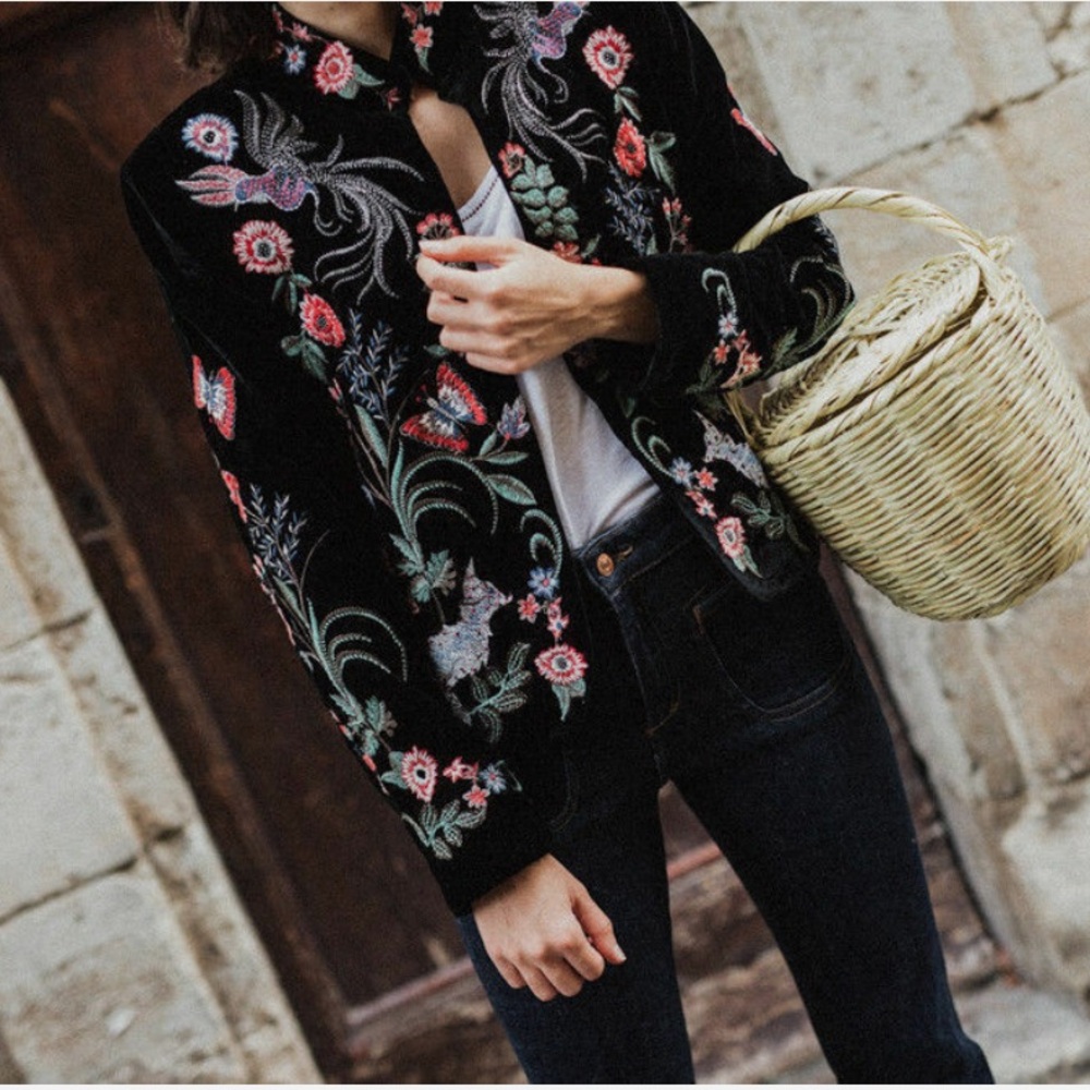 Zara Floral Embroidered Blazer - Picture 3 of 13